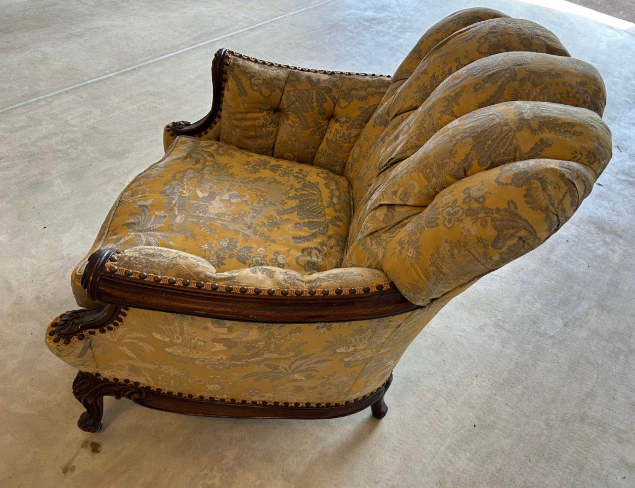 Customizable Louis XV Style Channel Back Bergere Armchair