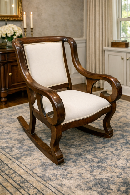 Customizable Antique American Empire Platform Rocking Chair