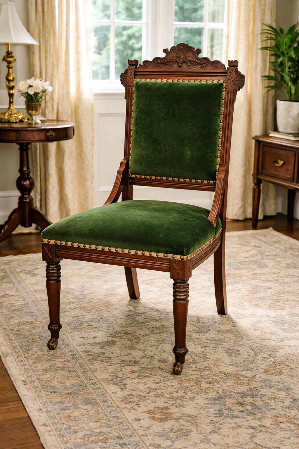 Customizable Antique Victorian Eastlake Parlor Chair