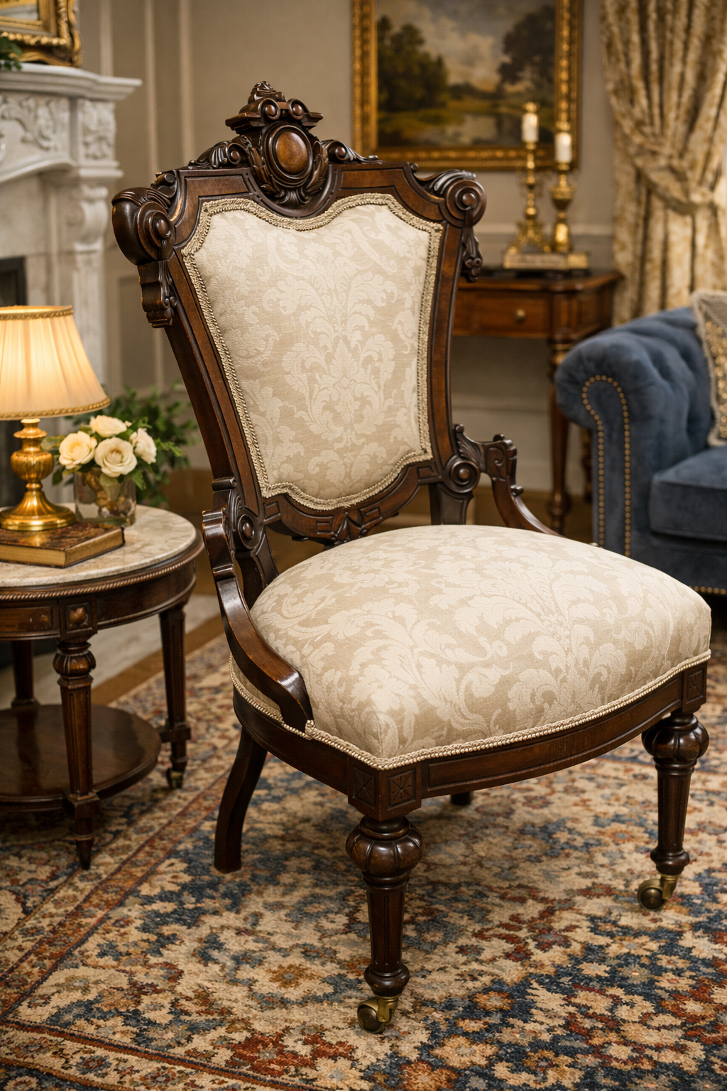 Customizable Antique Victorian Parlor Chair