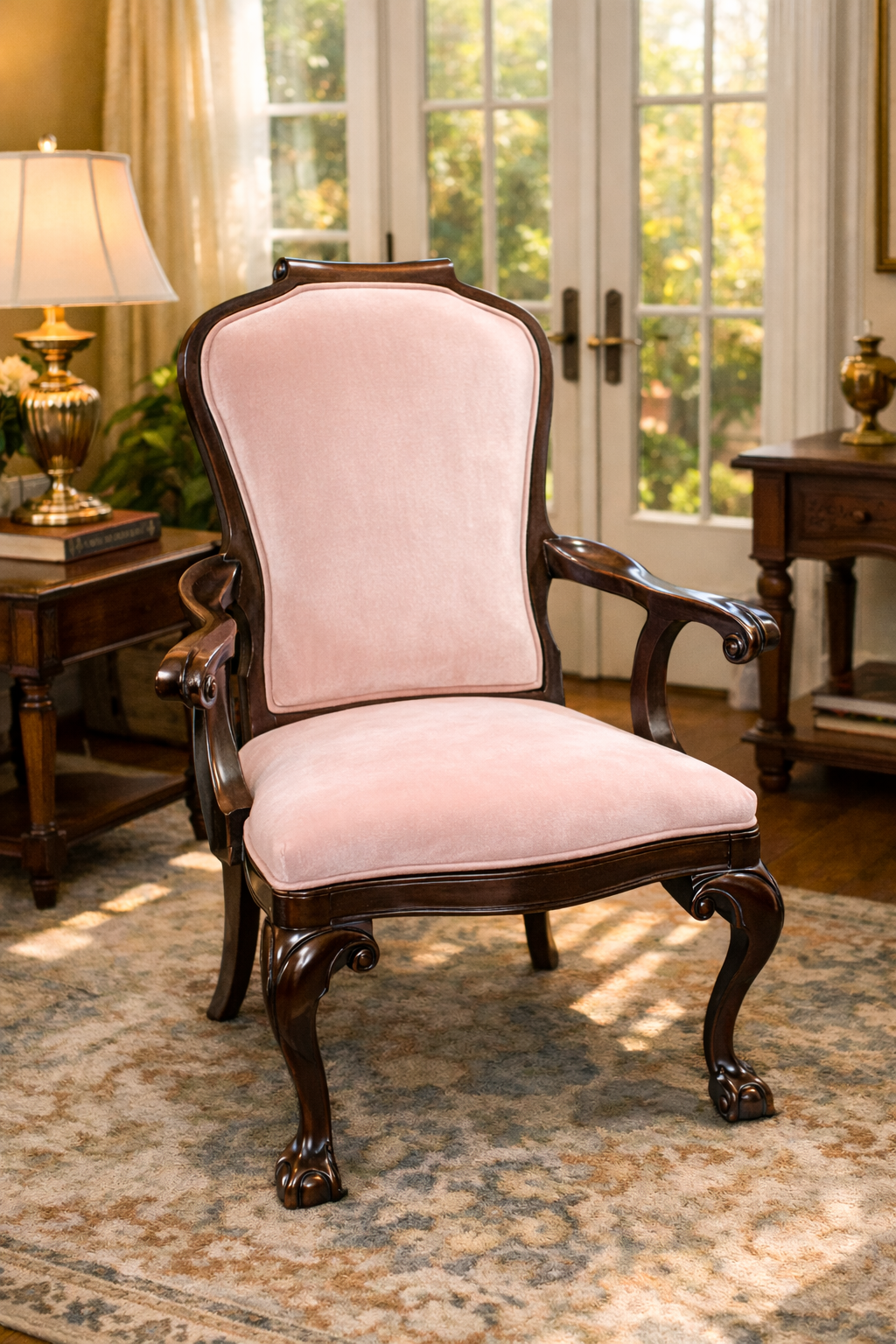 Customizable Bernhardt Queen Anne Style Dining Armchair