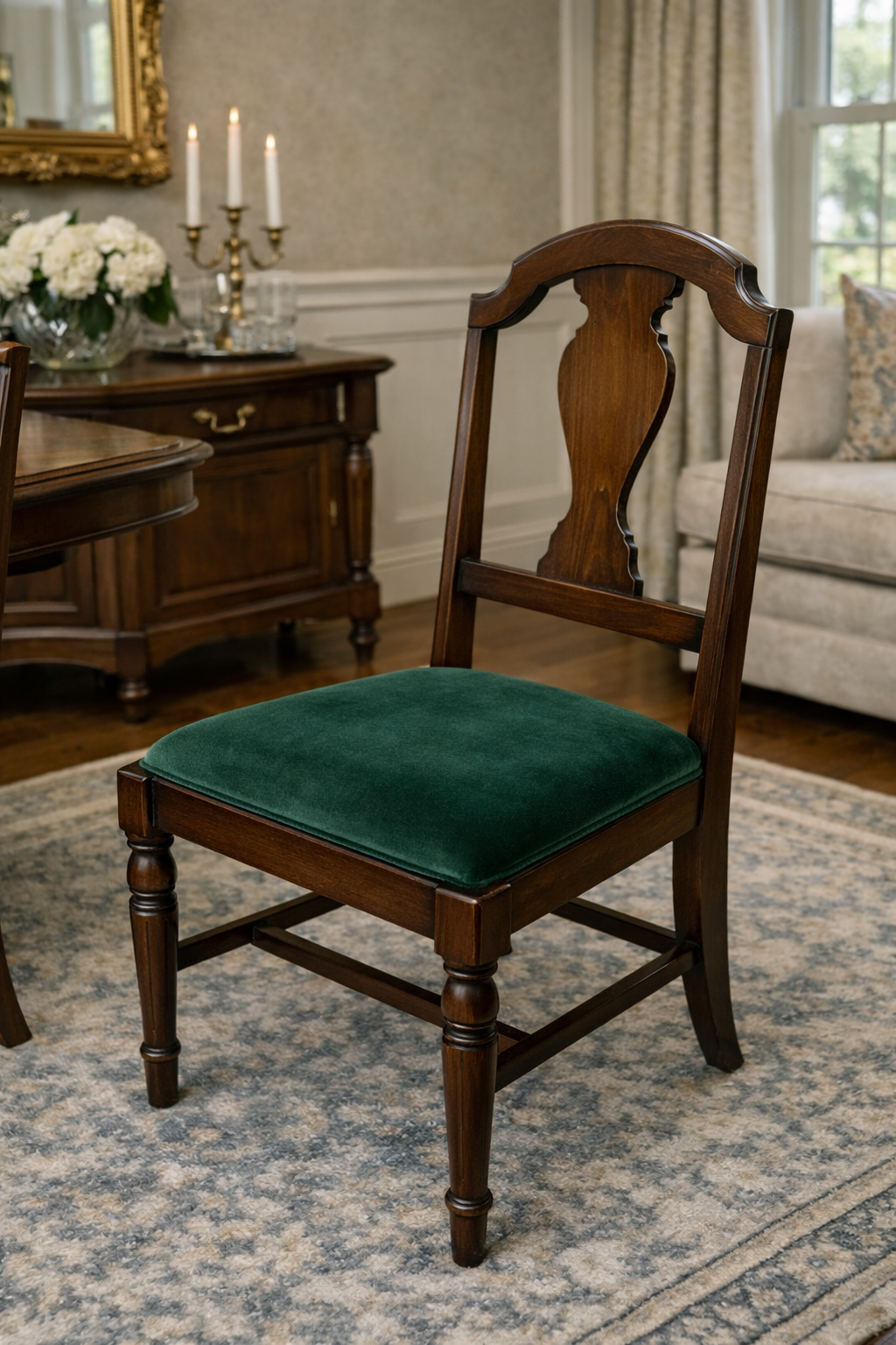 Customizable Elegant Vintage Shield-Back Dining Chair