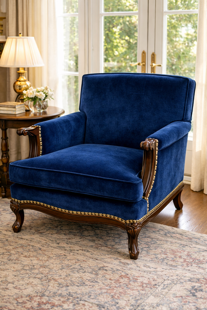 Customizable French Bergère Lounge Chair