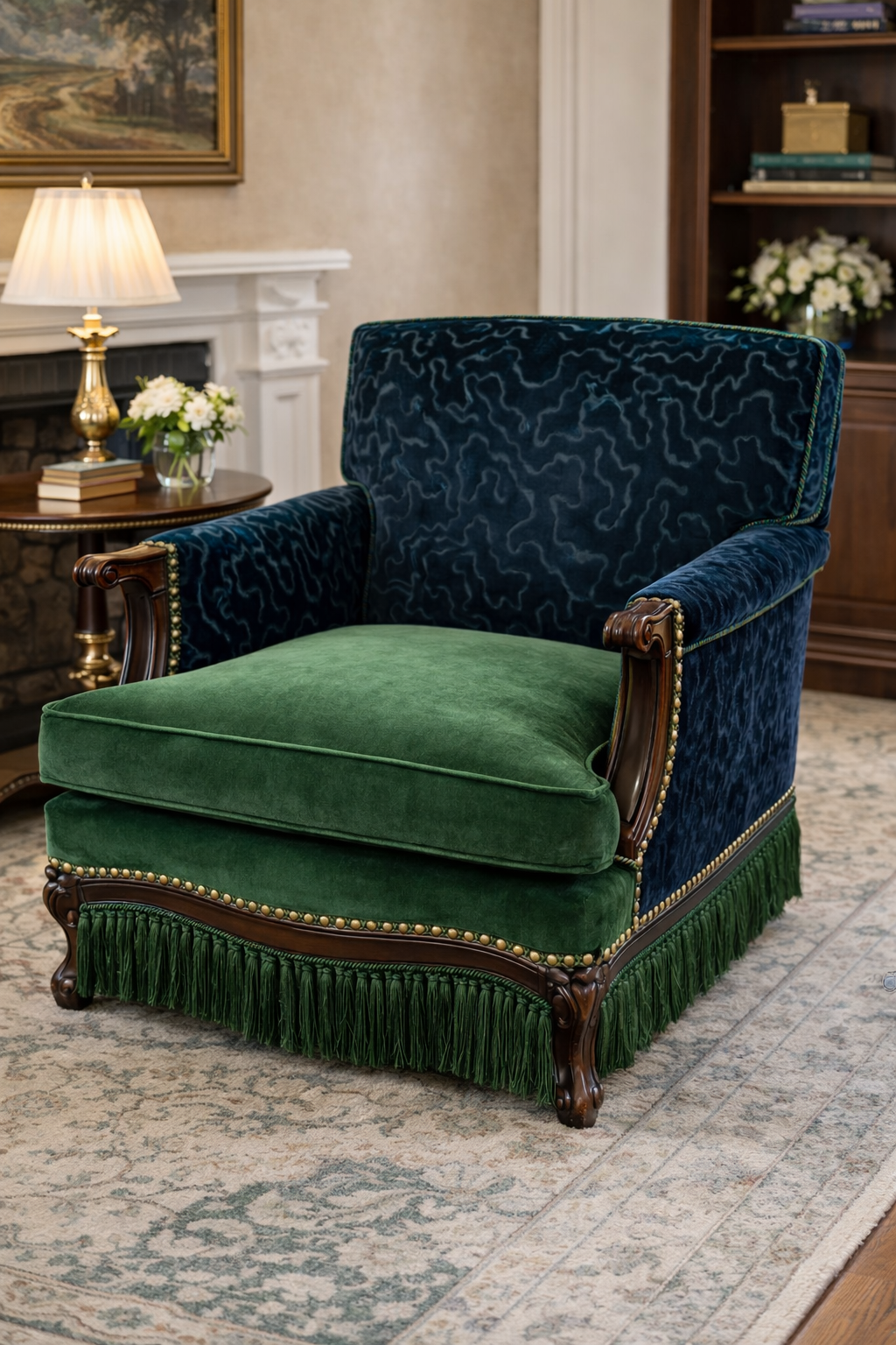 Customizable French Bergère Lounge Chair