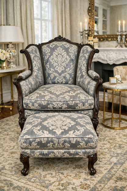 Customizable Louis XV Style Armchair + Ottoman
