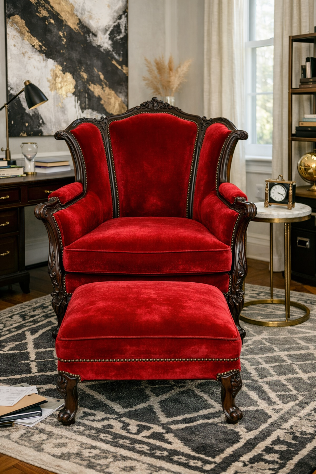Customizable Louis XV Style Armchair + Ottoman