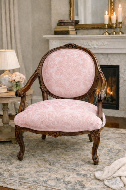 Customizable French Provincial Medallion Back Armchair