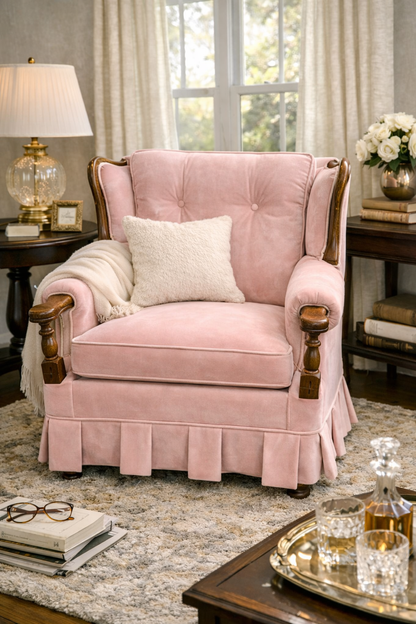 Customizable French Provincial–inspired Wingback Armchair