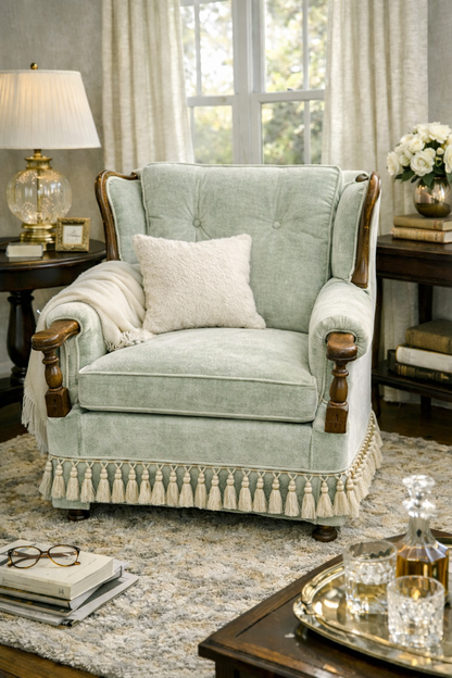 Customizable French Provincial–inspired Wingback Armchair