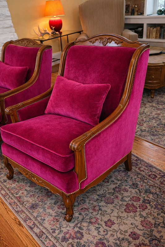 Customizable Pair of His & Hers Louis XV Style Bergère Armchairs