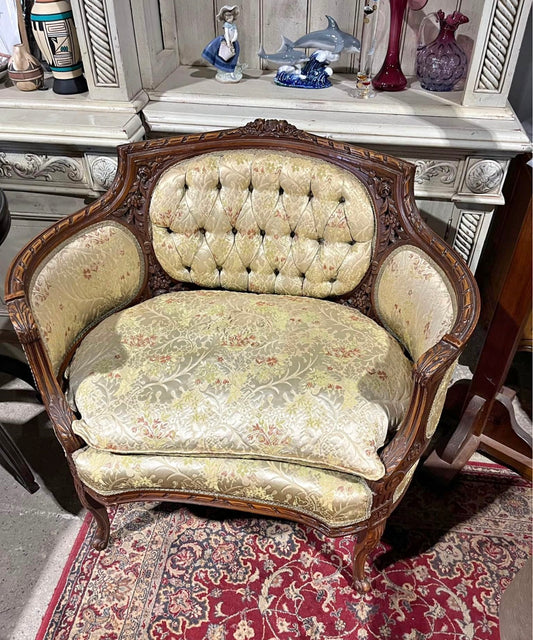 Customizable Vintage French Provincial Bergère Chair