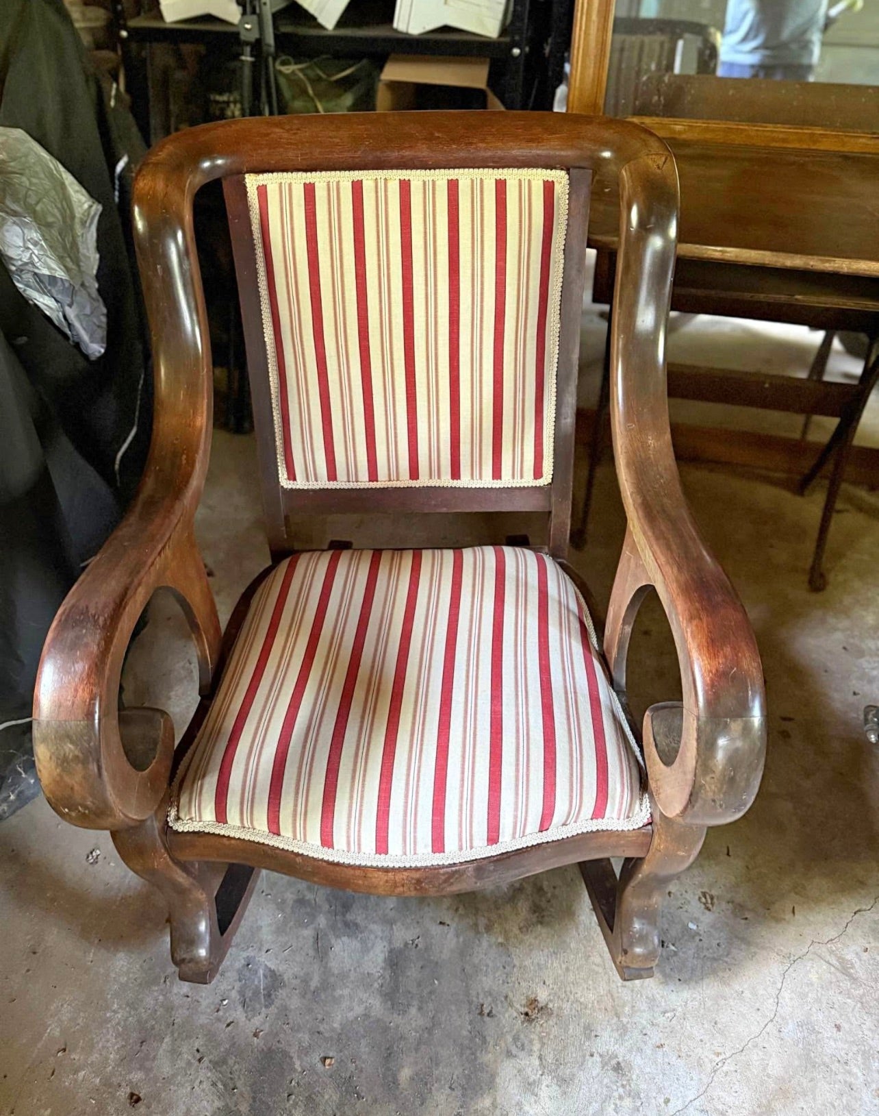 Customizable Antique American Empire Platform Rocking Chair