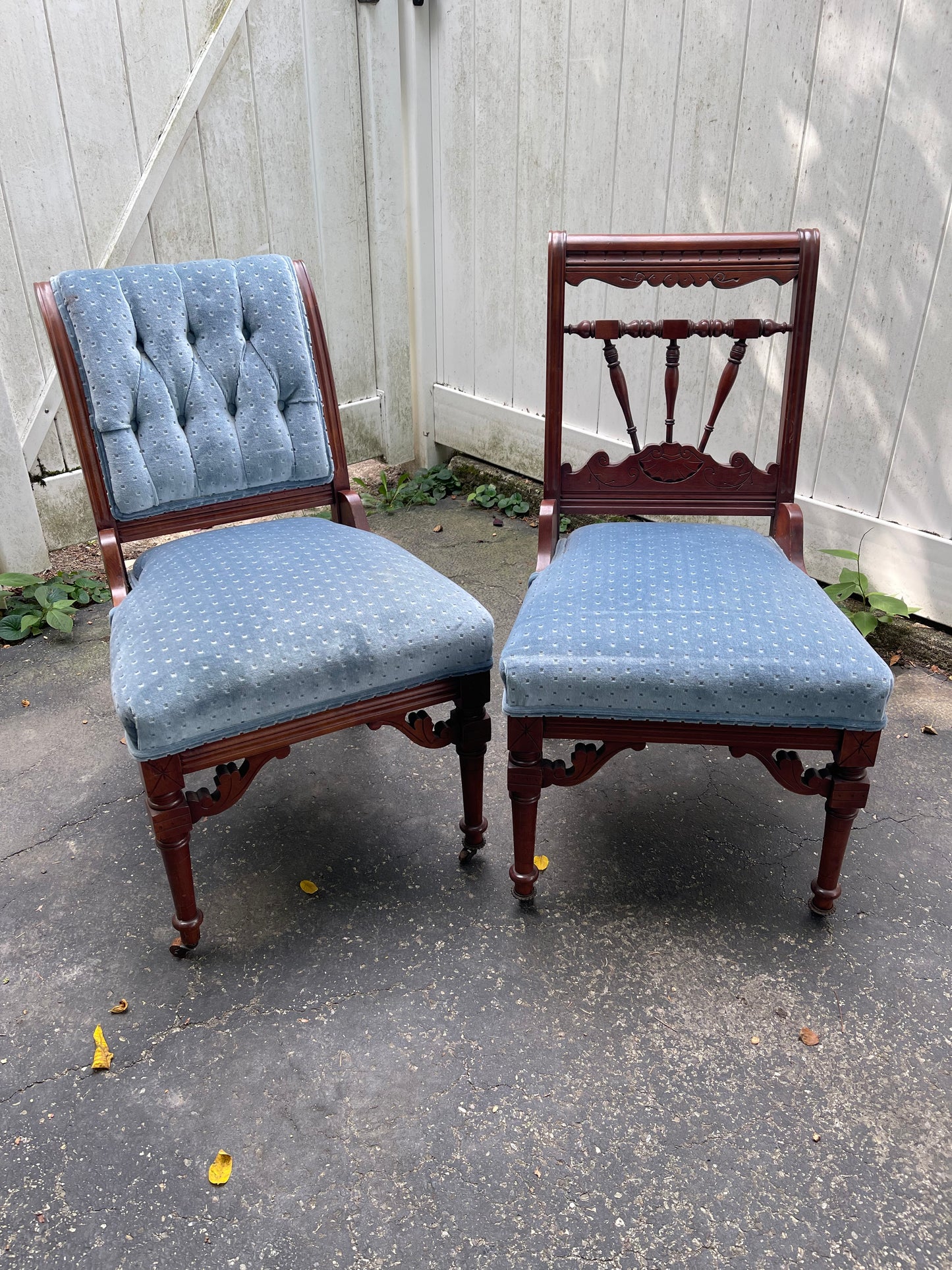 Customizable Coordinated Pair of Late Victorian Parlor Chairs