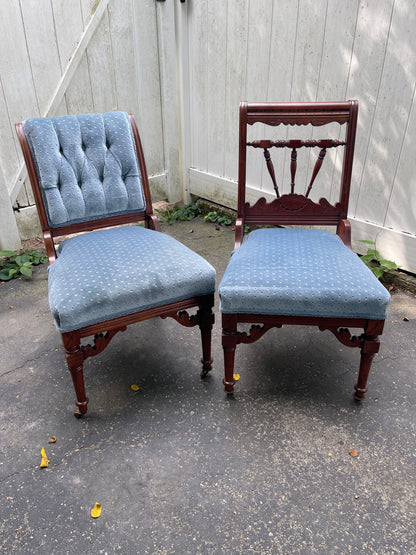 Customizable Coordinated Pair of Late Victorian Parlor Chairs