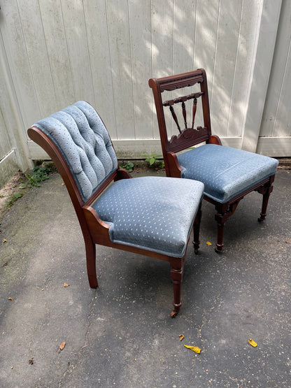 Customizable Coordinated Pair of Late Victorian Parlor Chairs