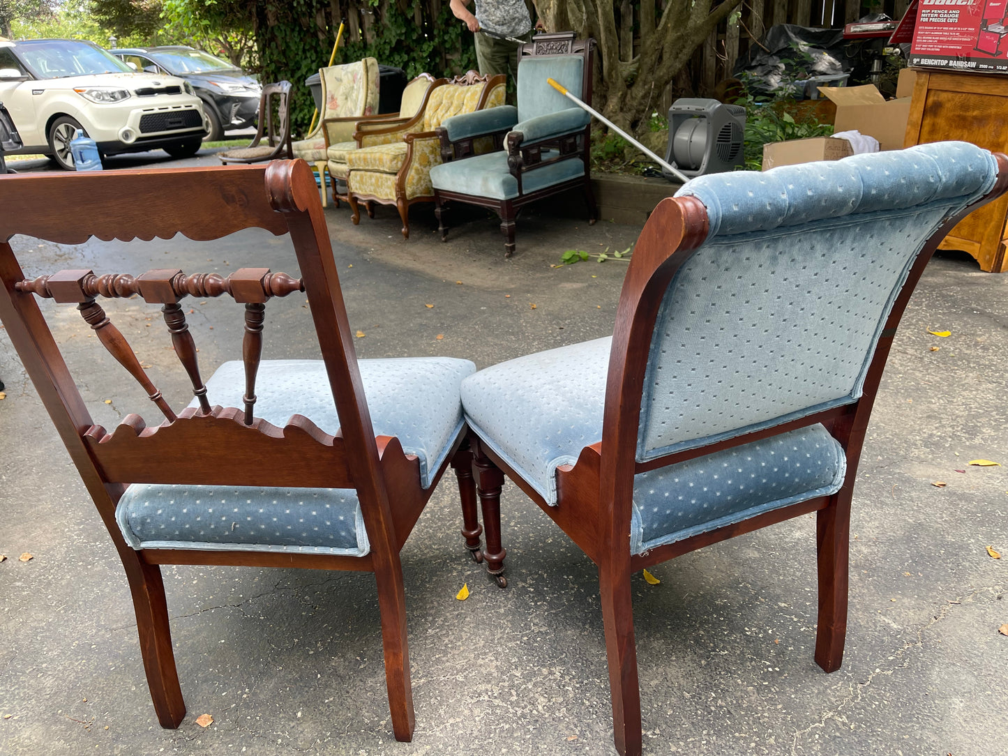 Customizable Coordinated Pair of Late Victorian Parlor Chairs