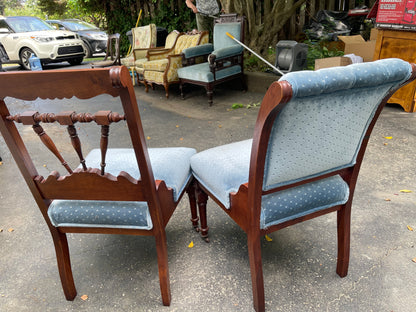 Customizable Coordinated Pair of Late Victorian Parlor Chairs