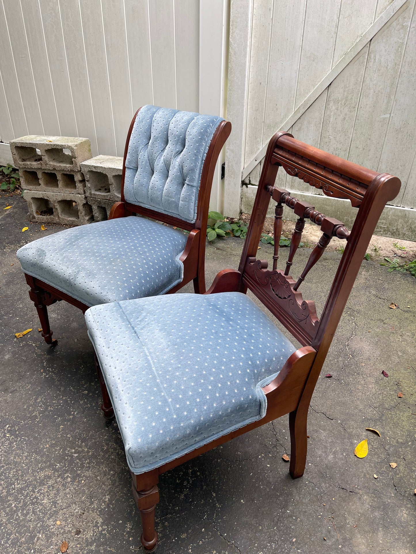 Customizable Coordinated Pair of Late Victorian Parlor Chairs