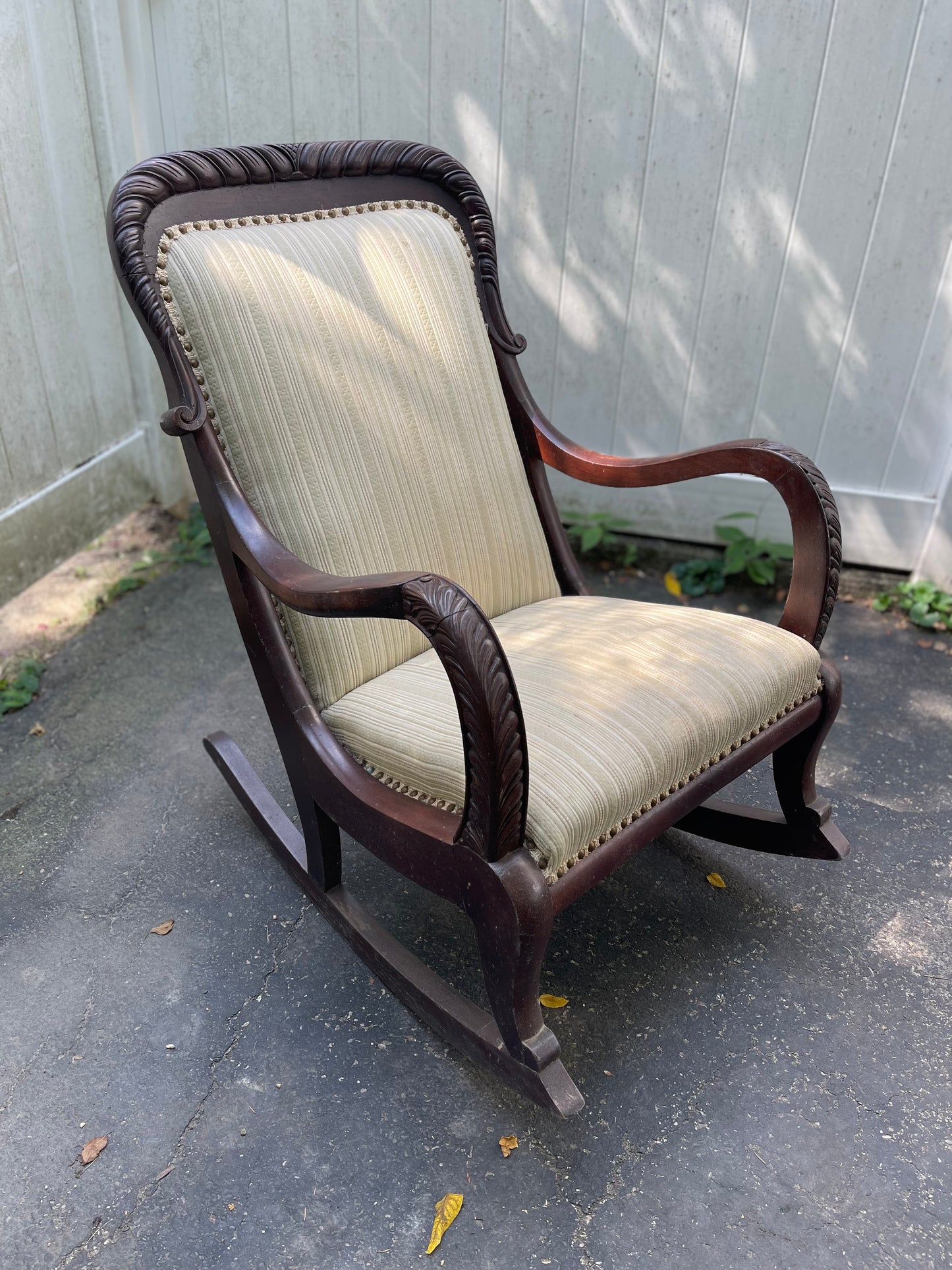Customizable Vintage Carved Wood Rocking Chair