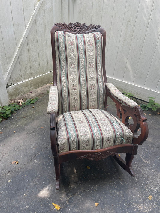 Customizable American Rococo Carved Walnut “Lincoln” Rocker
