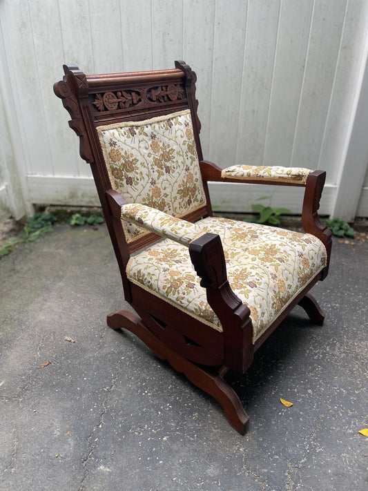 Customizable Antique Eastlake Platform Armchair Rocker