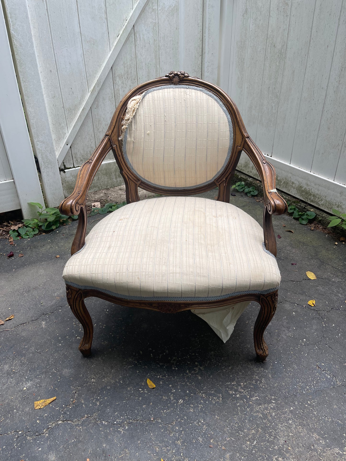 Customizable French Provincial Medallion Back Armchair
