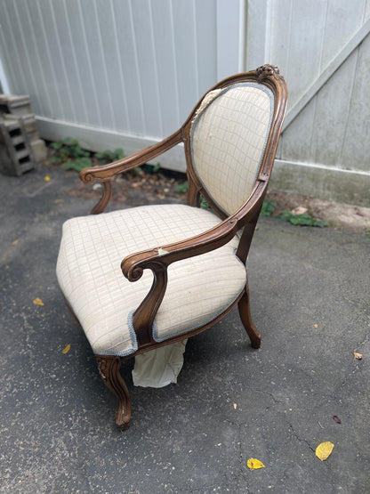 Customizable French Provincial Medallion Back Armchair