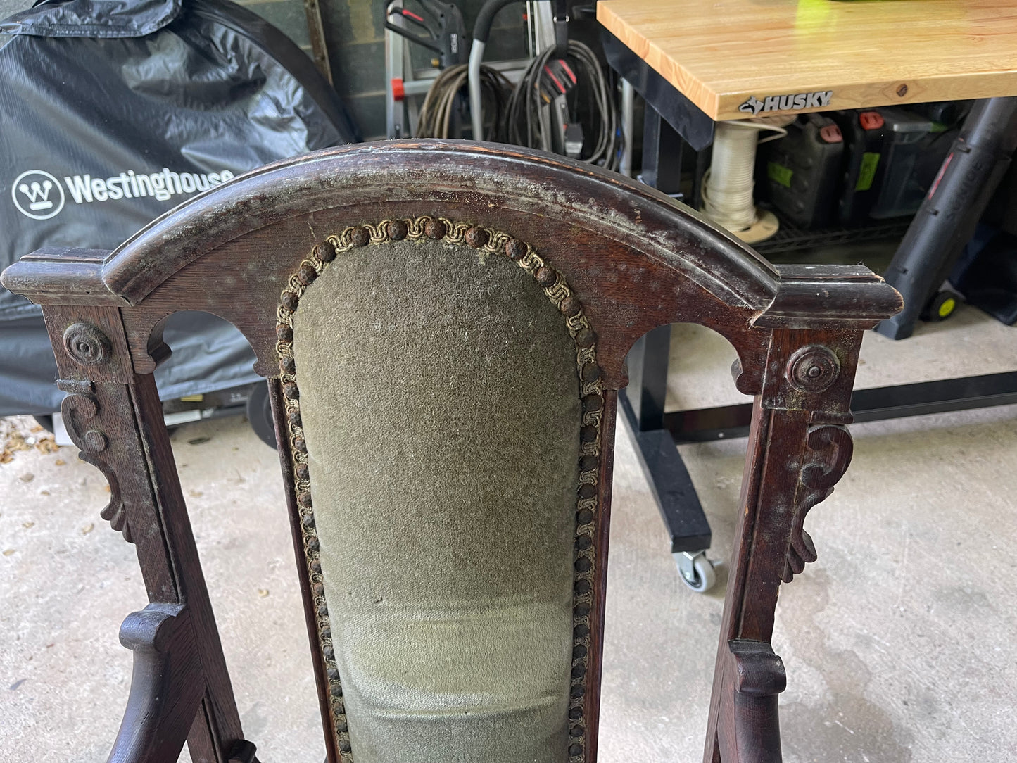 Customizable Antique Open-Arm Parlor Chair