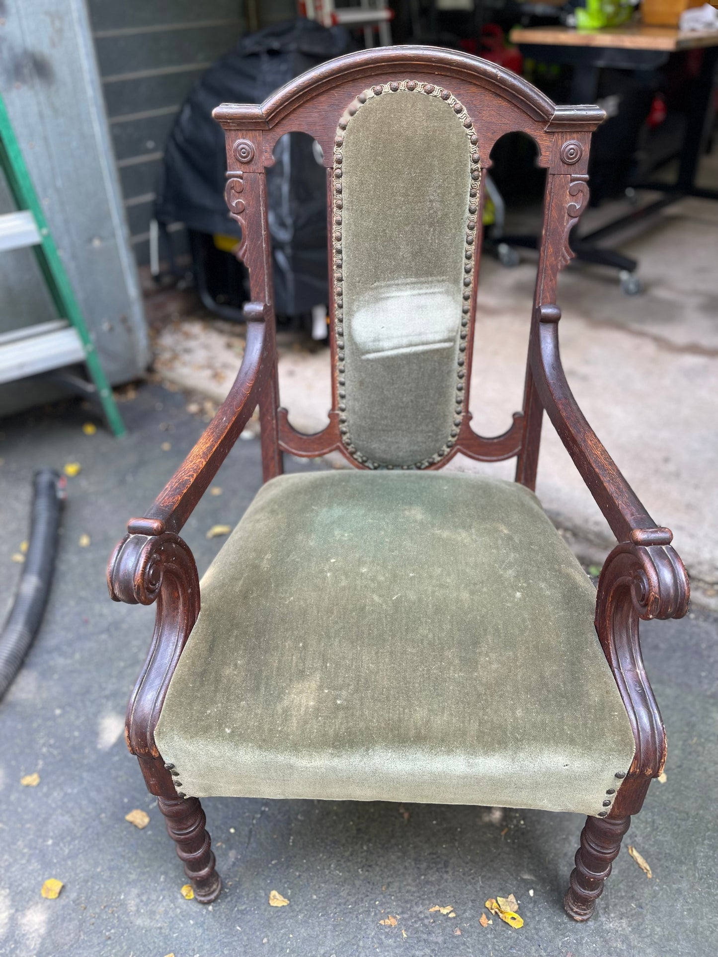 Customizable Antique Open-Arm Parlor Chair