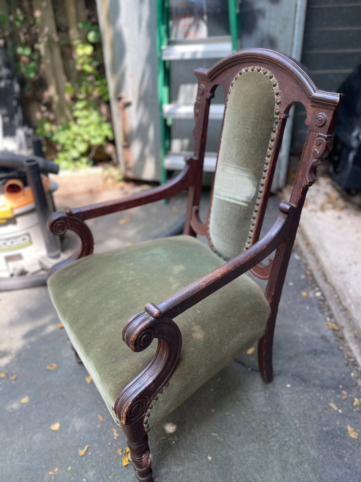 Customizable Antique Open-Arm Parlor Chair