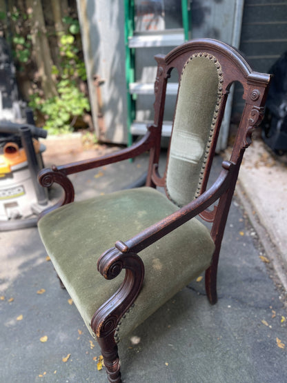 Customizable Antique Open-Arm Parlor Chair