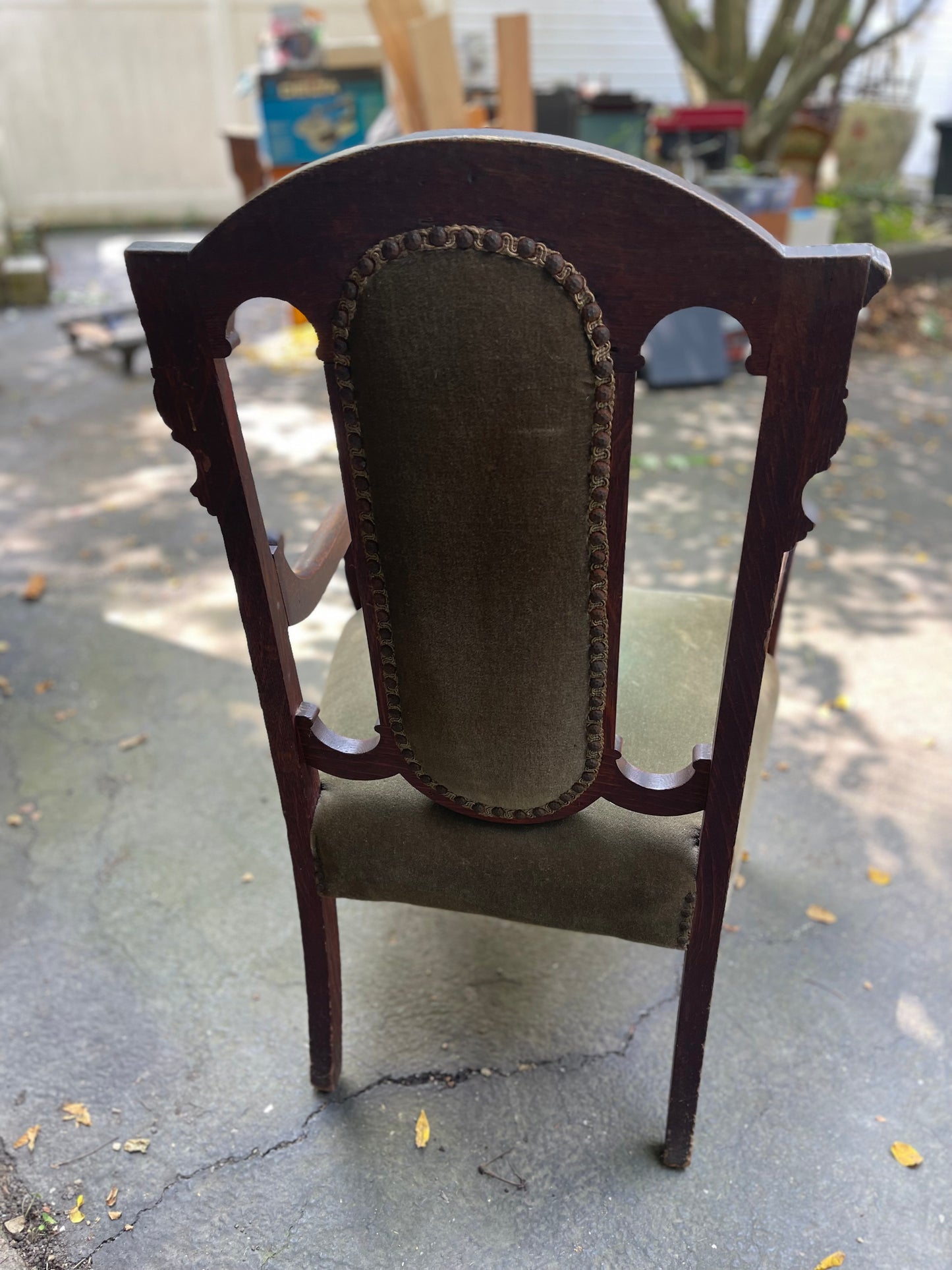 Customizable Antique Open-Arm Parlor Chair