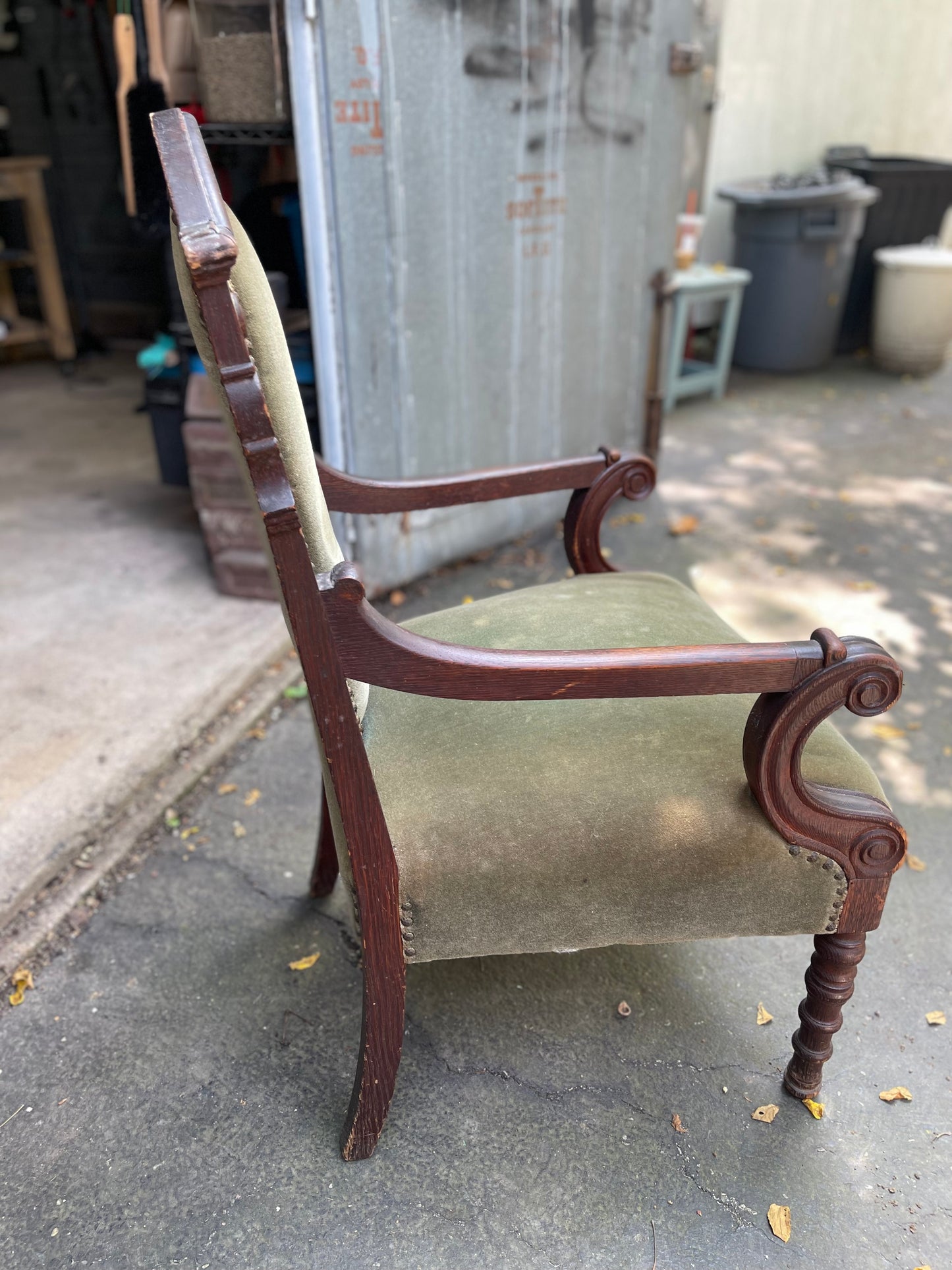 Customizable Antique Open-Arm Parlor Chair