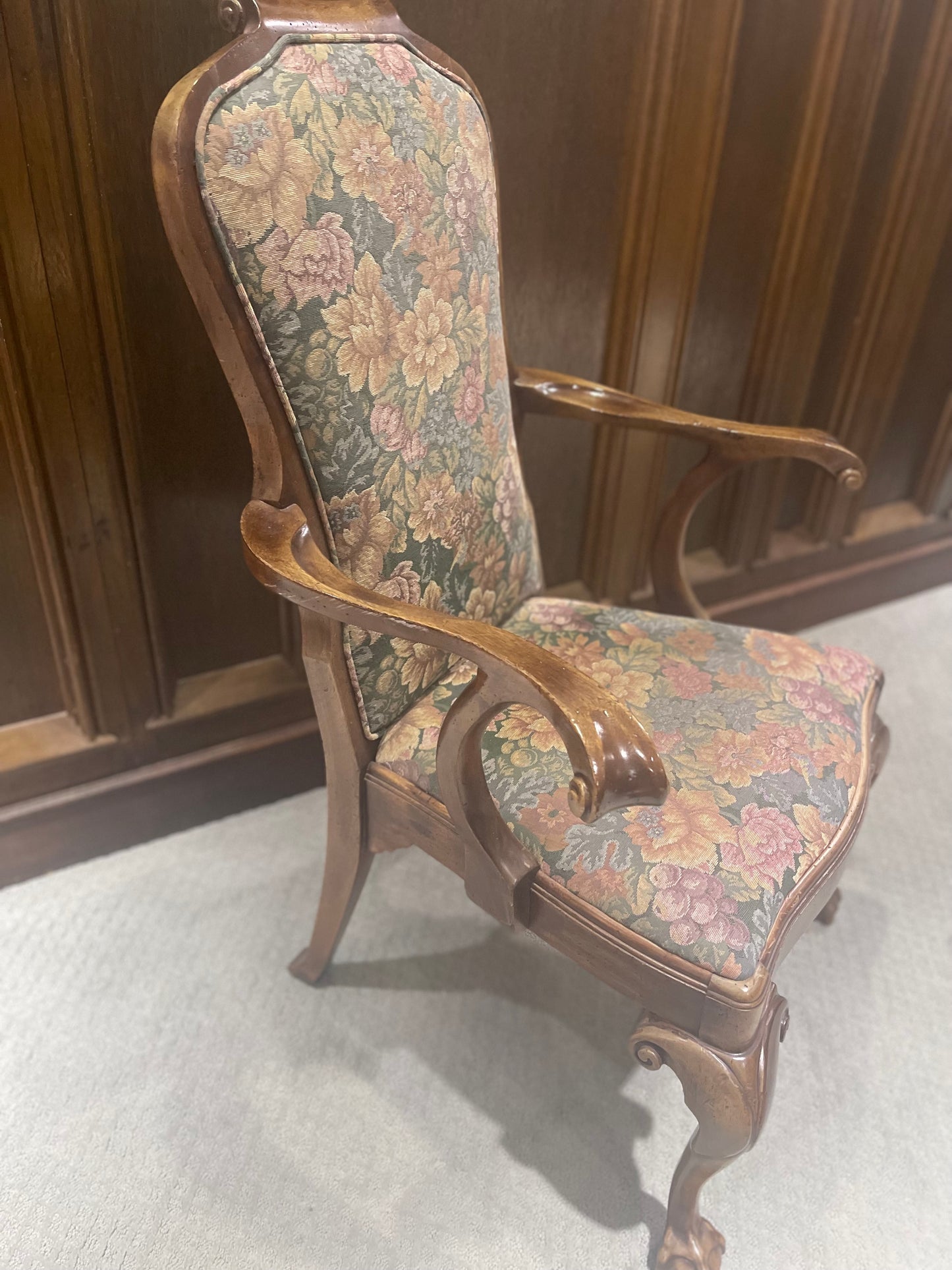 Customizable Bernhardt Queen Anne Style Dining Armchair