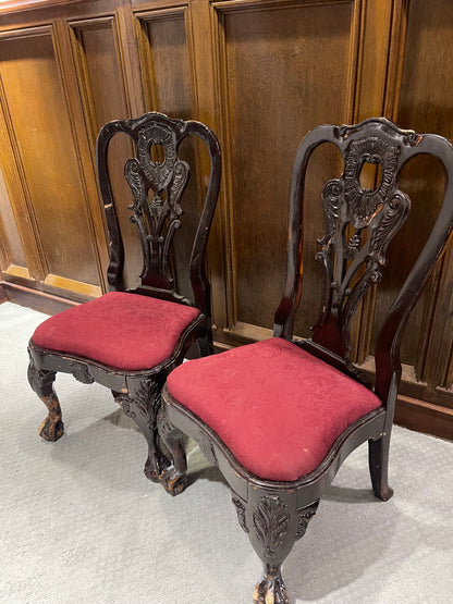 Customizable Pair of Chippendale Style Dining Chairs