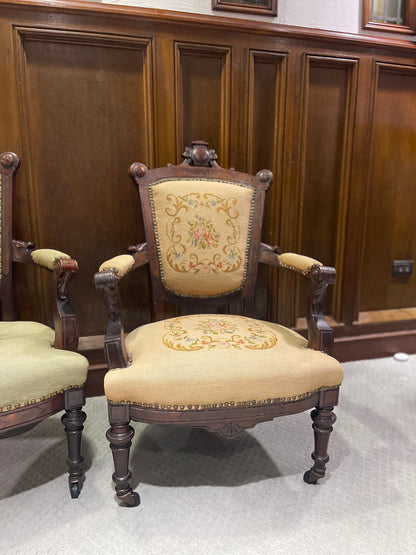 Customizable Pair of Victorian Renaissance Revival Parlor Chairs