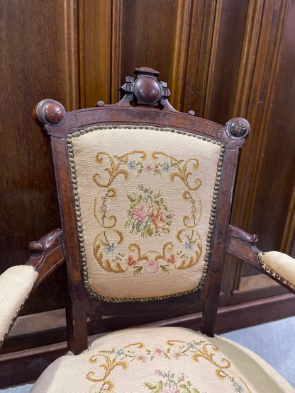 Customizable Pair of Victorian Renaissance Revival Parlor Chairs