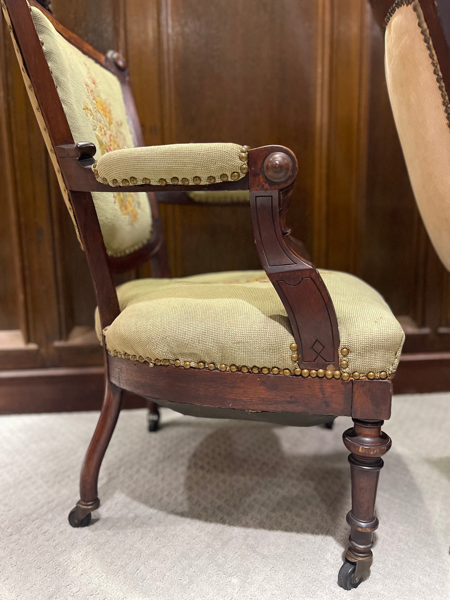 Customizable Pair of Victorian Renaissance Revival Parlor Chairs
