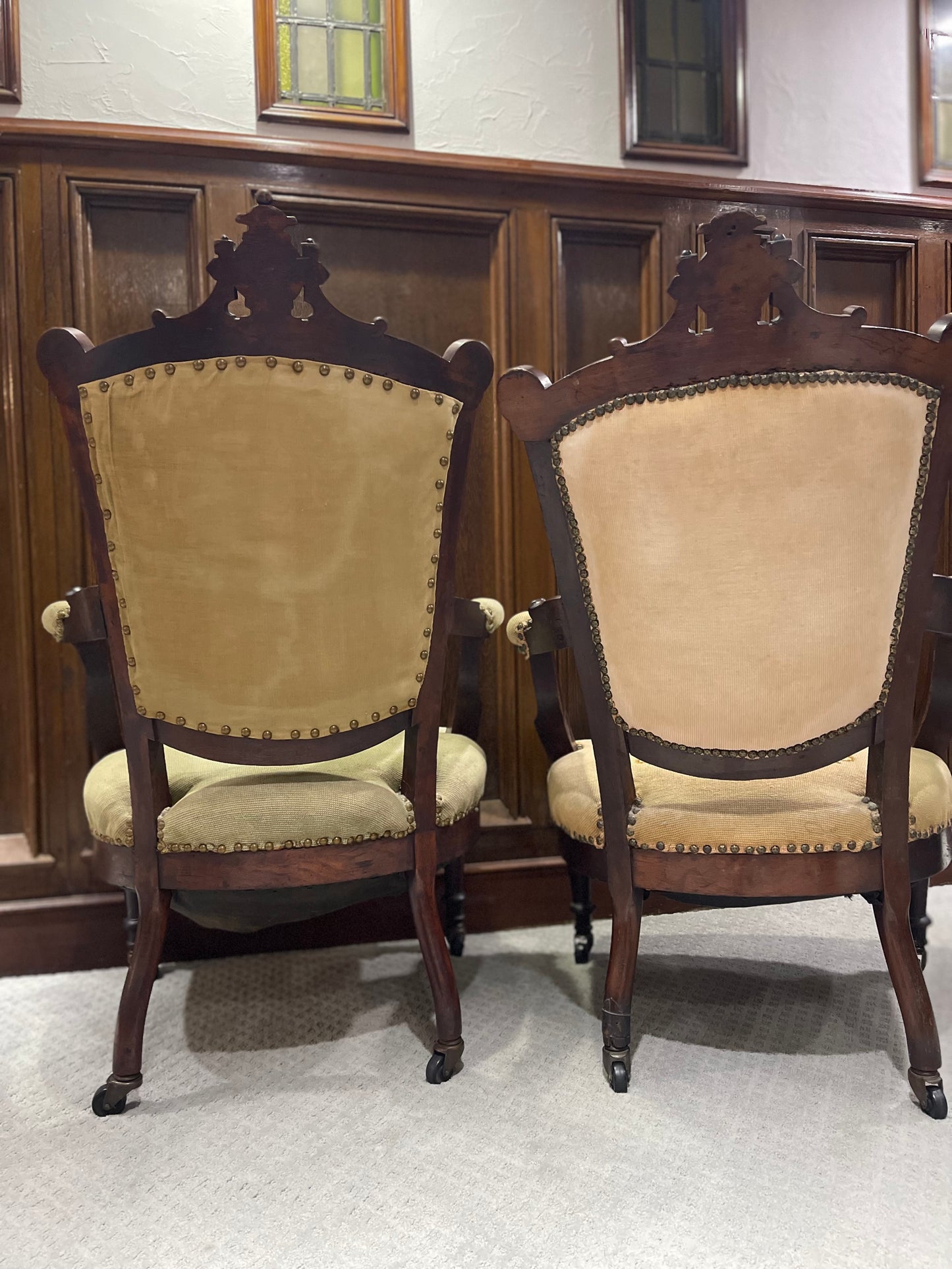 Customizable Pair of Victorian Renaissance Revival Parlor Chairs