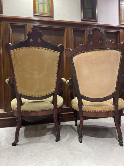 Customizable Pair of Victorian Renaissance Revival Parlor Chairs