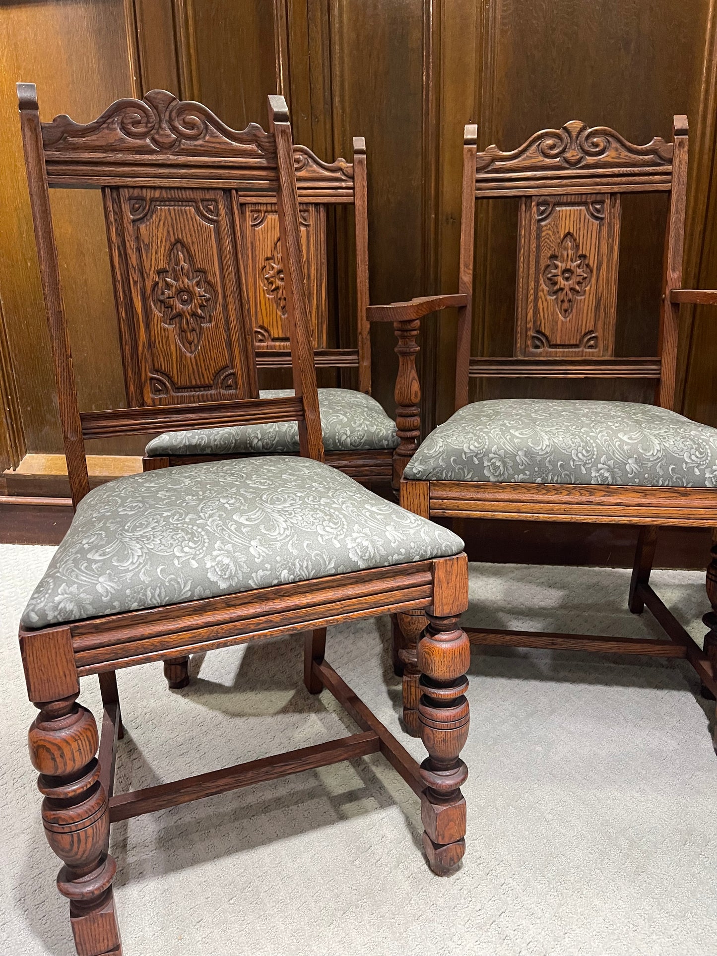 Customizable Vintage Bernhardt Jacobean Revival Dining Chairs
