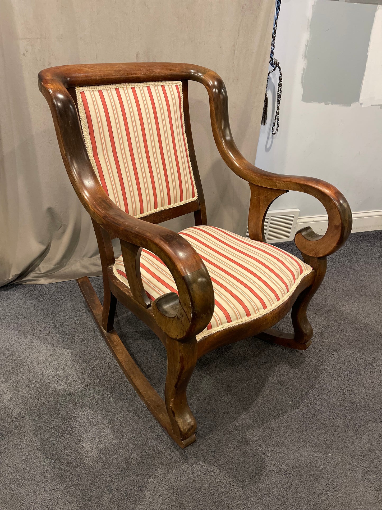 Customizable Antique American Empire Platform Rocking Chair