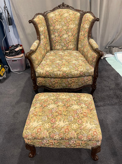 Customizable Louis XV Style Armchair + Ottoman