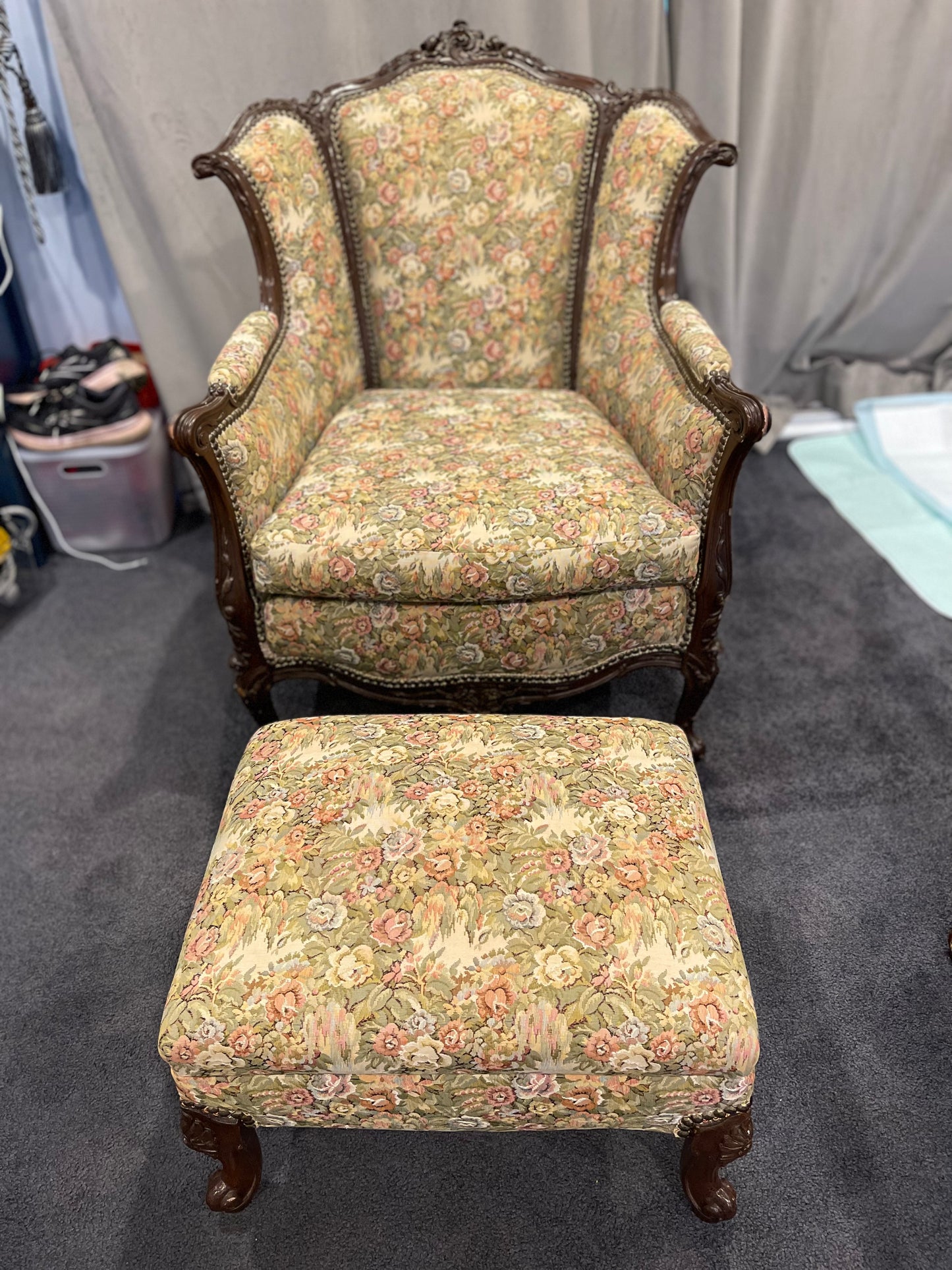 Customizable Louis XV Style Armchair + Ottoman