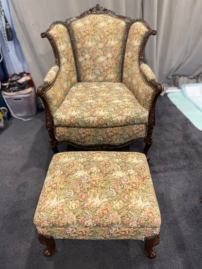 Customizable Louis XV Style Armchair + Ottoman