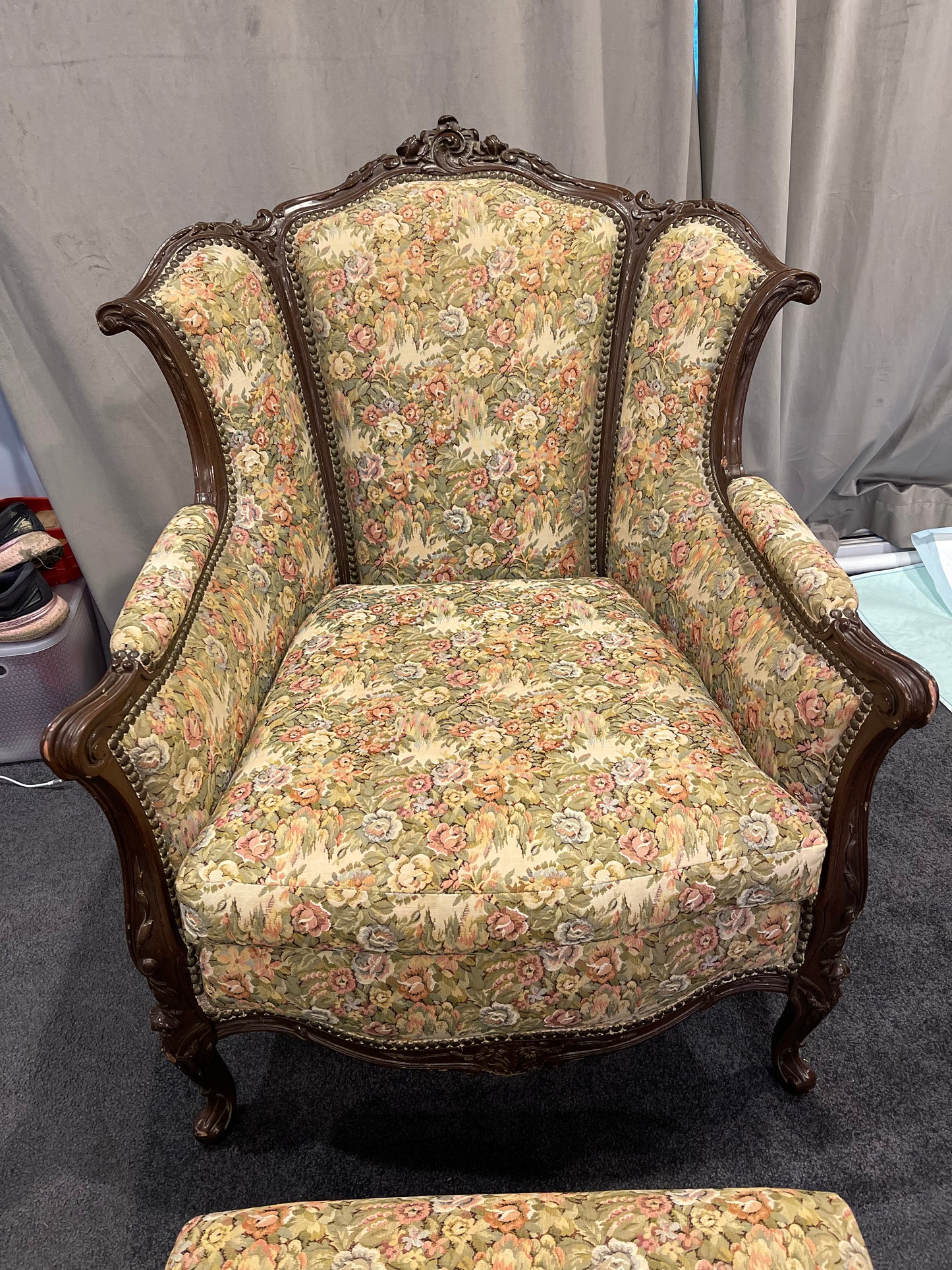 Customizable Louis XV Style Armchair + Ottoman