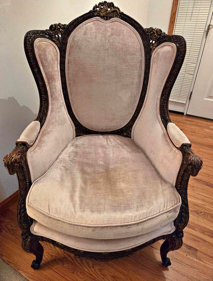 Customizable Victorian Rococo Revival Wingback Chair