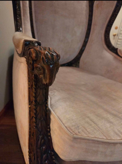 Customizable Victorian Rococo Revival Wingback Chair