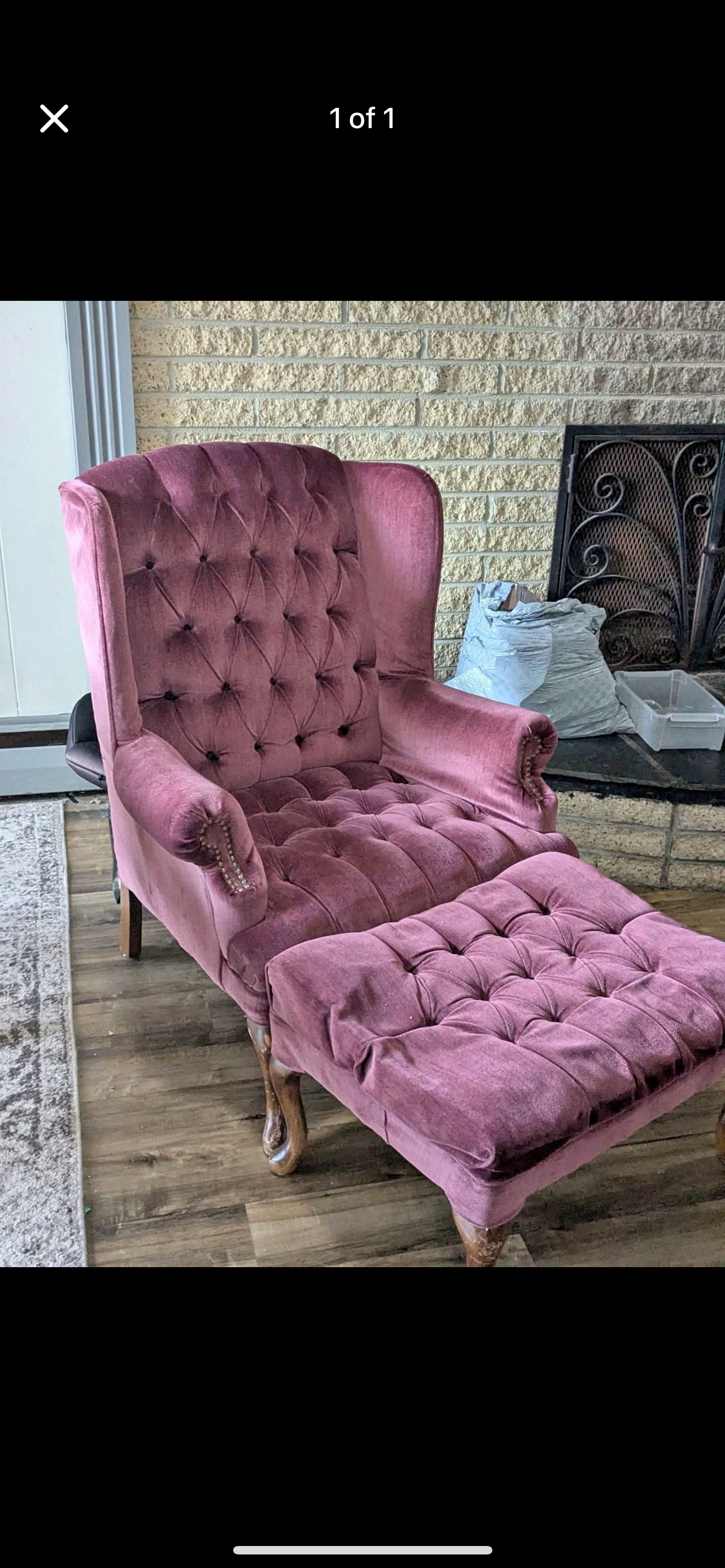 Customizable Vintage Tufted Wingback Chair with Ottoman