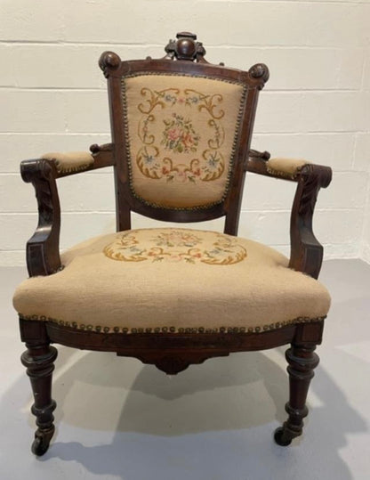 Customizable Pair of Victorian Renaissance Revival Parlor Chairs